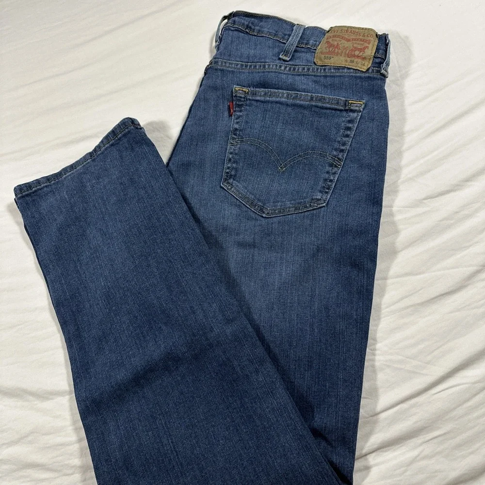 Levi's 559 Jeans Mens 38x34 Relaxed Straight Blue Denim